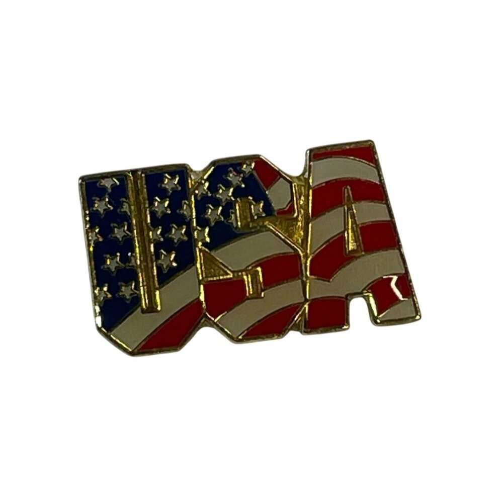 USA Flag American Pride Patriotic Gold Enamel Lapel Pin Backing Red White‎ Blue